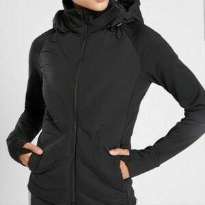 Athleta Women's Inlet Black Hooded Jacket. Sz Medium Tall